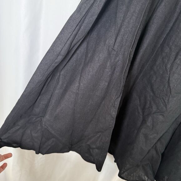 Woman Within Linen Blend Midi Skirt Women's 22 24 Black Pull On Pockets - Picture 4 of 11